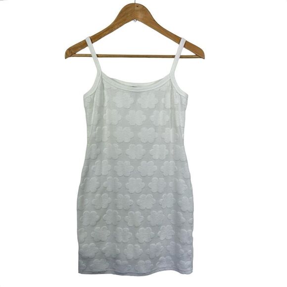 Papermoon Daisy Pattern Terry Cloth Bodycon Mini Dress, Small - Picture 2 of 8